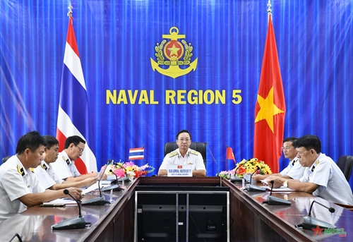 Vùng 5 Hải quân Việt Nam điện đàm trực tuyến với Vùng 2 Hải quân Thái Lan